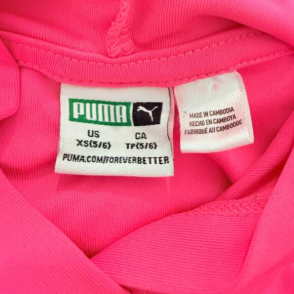 Puma girl's Long Sleeve Hooded Shirt Sparkle Logo XS (5-6) - Picture 3 of 5